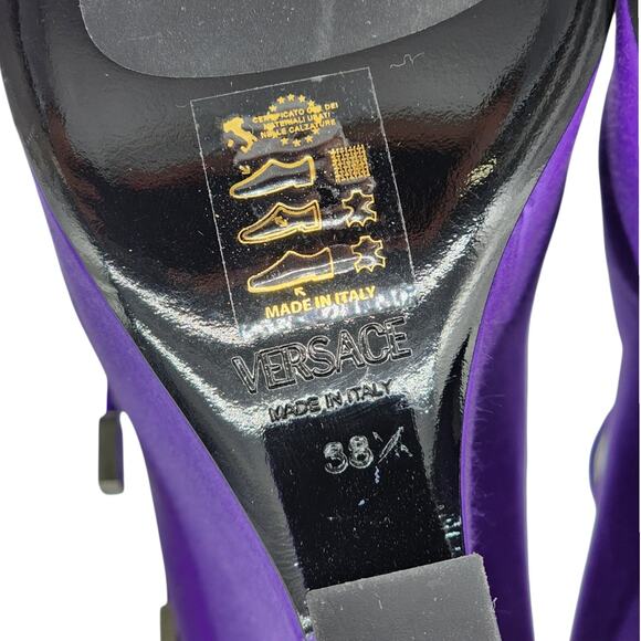 Versace Tempest Strappy Satin Platform Pumps in Purple EU 38.5 US 8.5 NWB $1445 - Picture 7 of 11